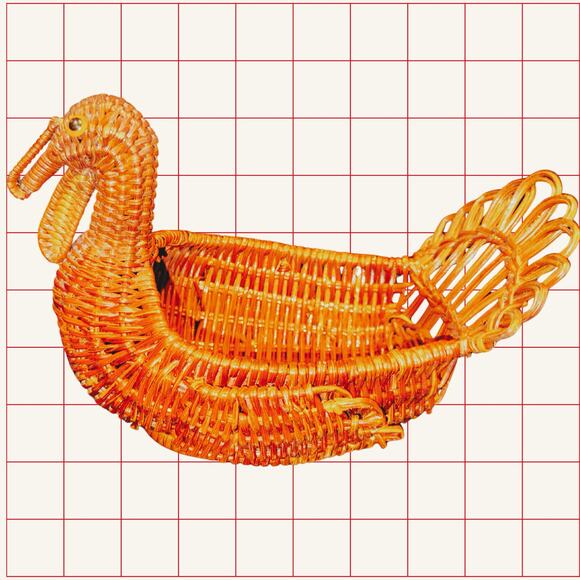 Vintage Wicker Turkey Basket Pair – Thanksgiving Fall Table Decor - Picture 11 of 13